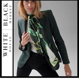 White House Black Market Green and White Scarf